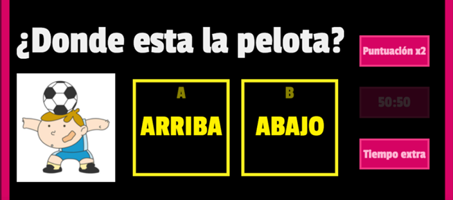 an image saying "Donde esta la pelota?"