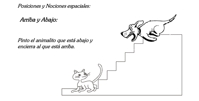 a children's worksheet with a dog and a cat, and instructions for students