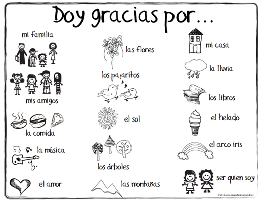 example drawings of what children can be grateful for (e.g., family, friends, good)