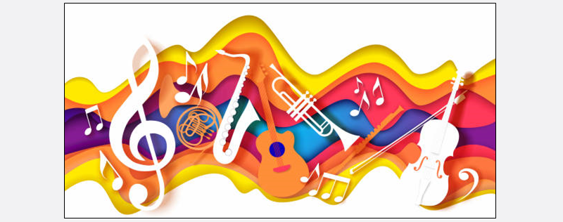 music and instruments drawing