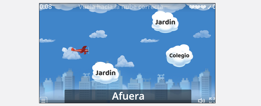 images of a computer game with a plane and clouds with words in them