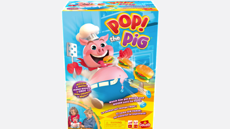 pop the pig box cover, with smiling pig