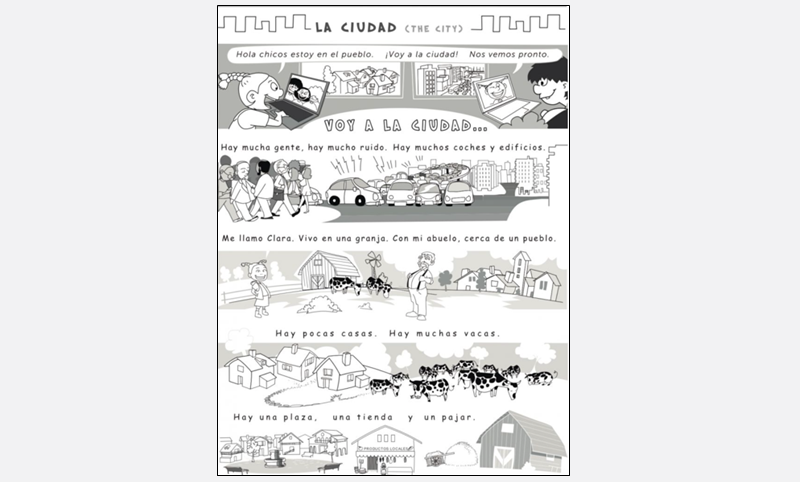 a comic-strip style depiction of a city