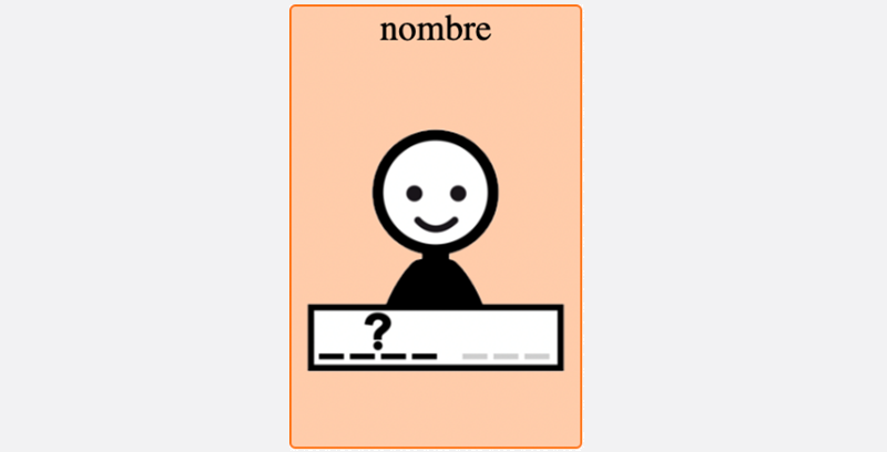 a stick figure labeled "nombre"