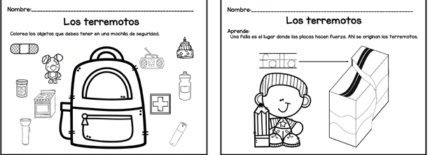 a worksheet teaching children about earthquakes