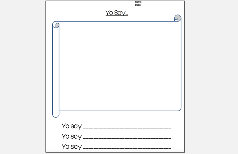 a worksheet labeled "Yo soy..."